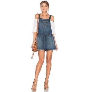 Revolve Tularosa XS Sophia Overall Dress Laguna Blue Distressed Denim Mini